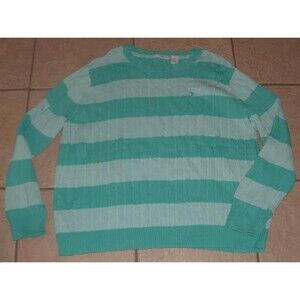 Blue Striped Plus Sz 3X Casual Wear Stretchy Cotton Cable Knit Sweater DUCK HEAD